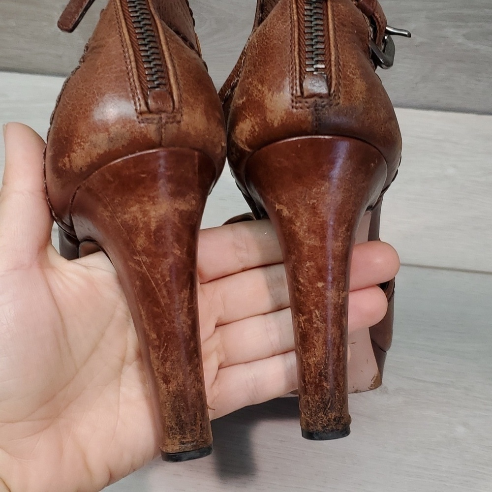 Prada Womens Ankle Zip Heels Pump Sandals shoes sz 37/7 - Picture 8 of 16
